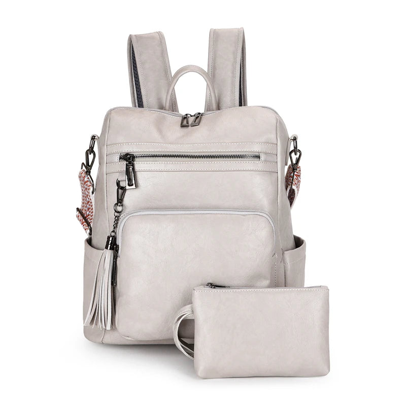 Soft Leather Shoulder Bags Women Leisure Purses Fashion Backpack For Travel Shopping School Large Capacity Summer Spring