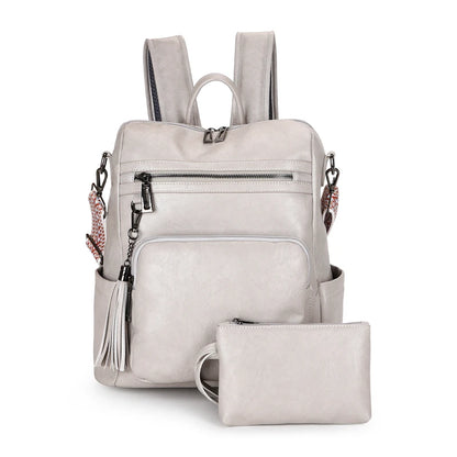 Soft Leather Shoulder Bags Women Leisure Purses Fashion Backpack For Travel Shopping School Large Capacity Summer Spring