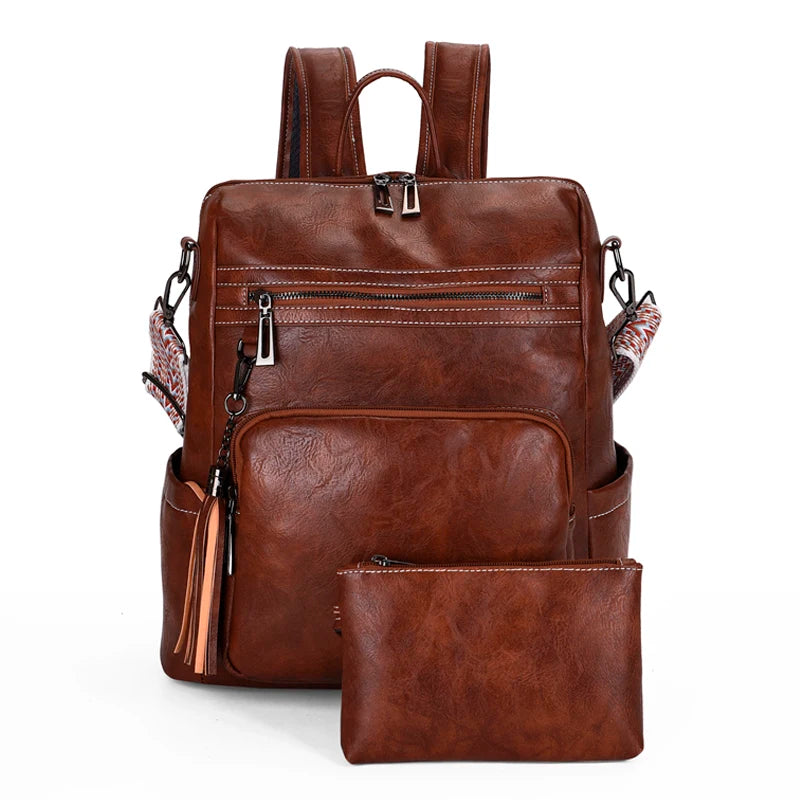 Soft Leather Shoulder Bags Women Leisure Purses Fashion Backpack For Travel Shopping School Large Capacity Summer Spring