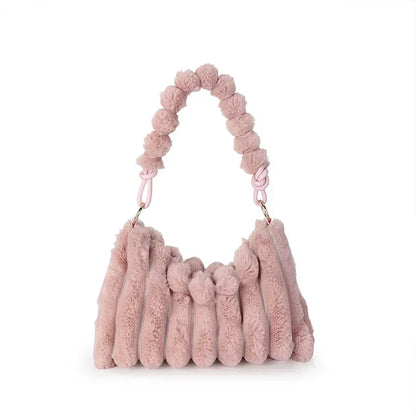 Soft Plush Shoulder Bags For Women 2022 Winter New Designer Purses And Handbags Luxury Underarm Hobo Tote Large Capacity Fur Bag