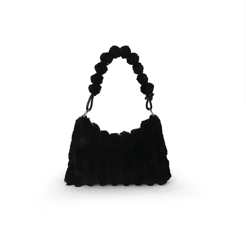 Soft Plush Shoulder Bags For Women 2022 Winter New Designer Purses And Handbags Luxury Underarm Hobo Tote Large Capacity Fur Bag