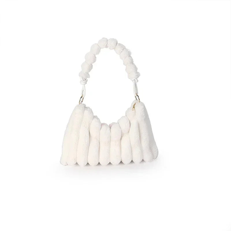 Soft Plush Shoulder Bags For Women 2022 Winter New Designer Purses And Handbags Luxury Underarm Hobo Tote Large Capacity Fur Bag