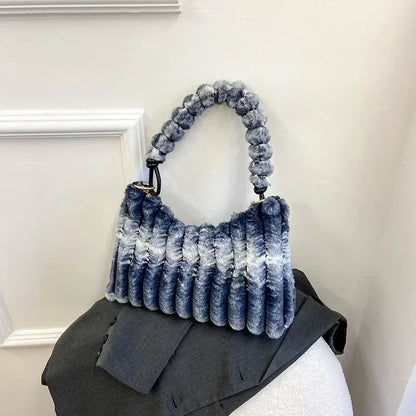 Soft Plush Shoulder Bags For Women 2022 Winter New Designer Purses And Handbags Luxury Underarm Hobo Tote Large Capacity Fur Bag