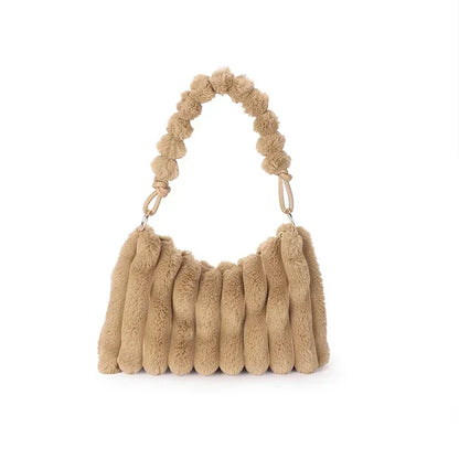 Soft Plush Shoulder Bags For Women 2022 Winter New Designer Purses And Handbags Luxury Underarm Hobo Tote Large Capacity Fur Bag