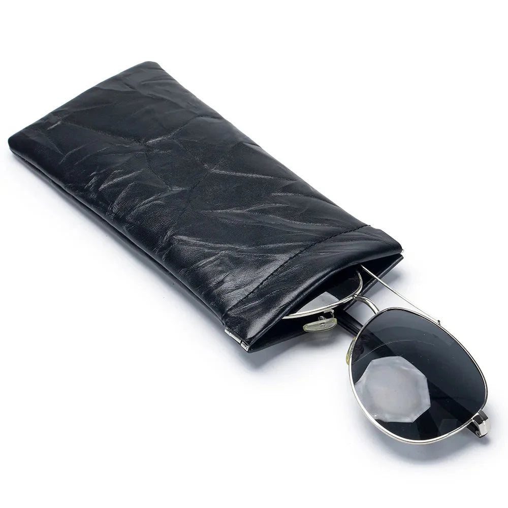 Soft Sunglasses Case Squeeze Top Leather Glasses Lightweight Spring Storage Eyeglass Pouch Holder