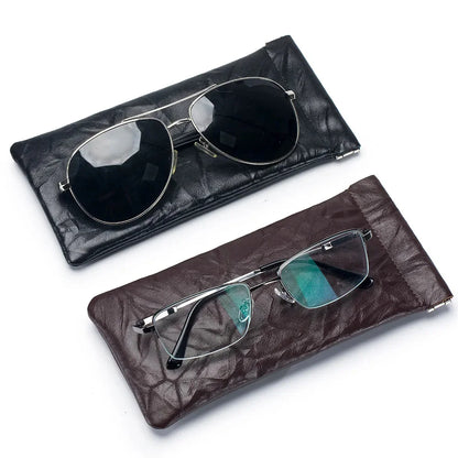Soft Sunglasses Case Squeeze Top Leather Glasses Lightweight Spring Storage Eyeglass Pouch Holder