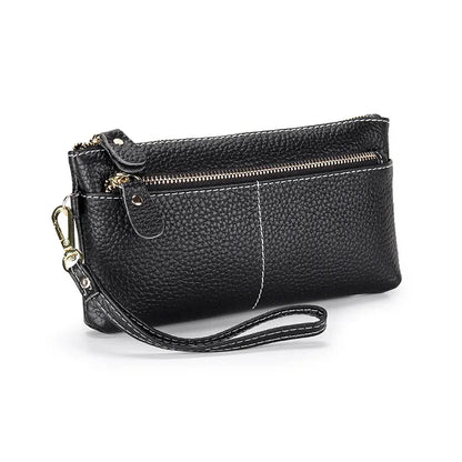 Soft Versatile Day Clutches Genuine Leather Zipper Large Wristlet Women's Clutch Bag Purse Wallet