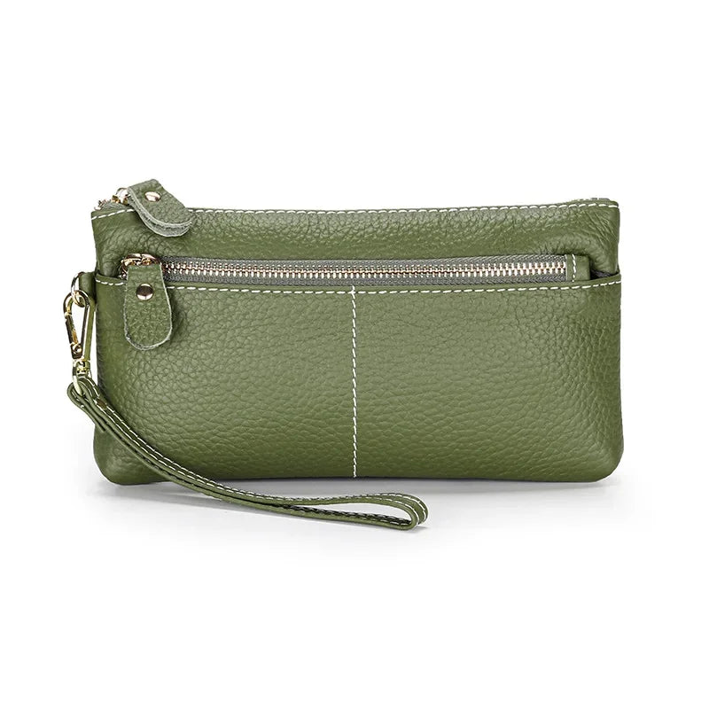 Soft Versatile Day Clutches Genuine Leather Zipper Large Wristlet Women's Clutch Bag Purse Wallet