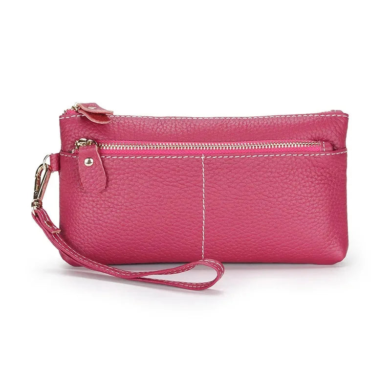 Soft Versatile Day Clutches Genuine Leather Zipper Large Wristlet Women's Clutch Bag Purse Wallet
