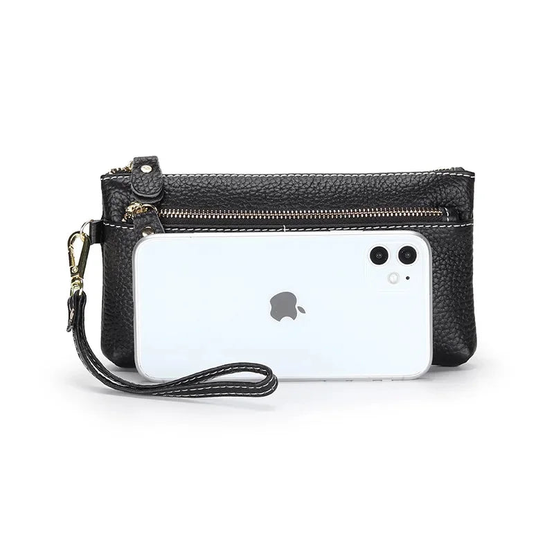 Soft Versatile Day Clutches Genuine Leather Zipper Large Wristlet Women's Clutch Bag Purse Wallet