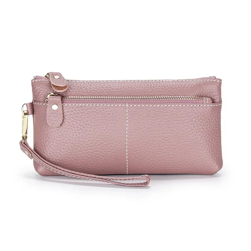 Soft Versatile Day Clutches Genuine Leather Zipper Large Wristlet Women's Clutch Bag Purse Wallet