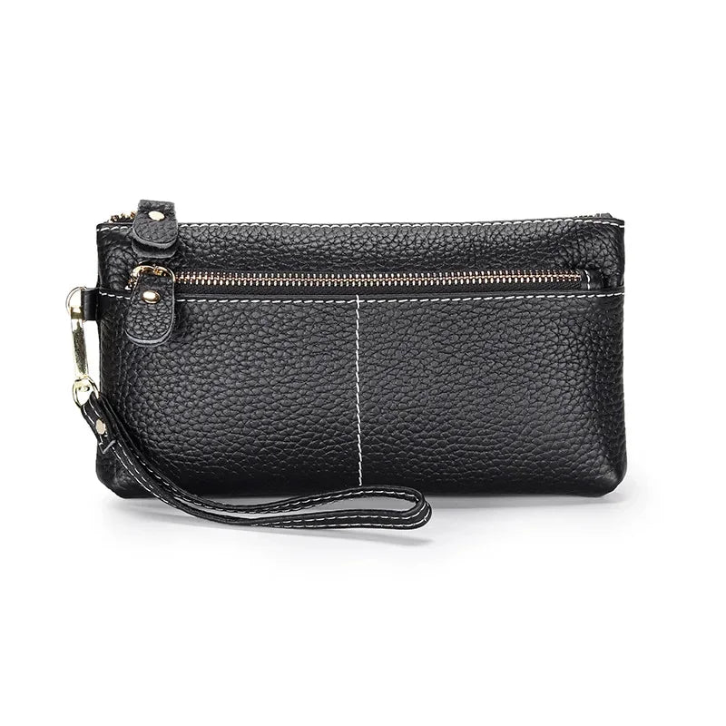 Soft Versatile Day Clutches Genuine Leather Zipper Large Wristlet Women's Clutch Bag Purse Wallet