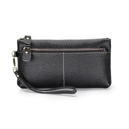 Soft Versatile Day Clutches Genuine Leather Zipper Large Wristlet Women's Clutch Bag Purse Wallet
