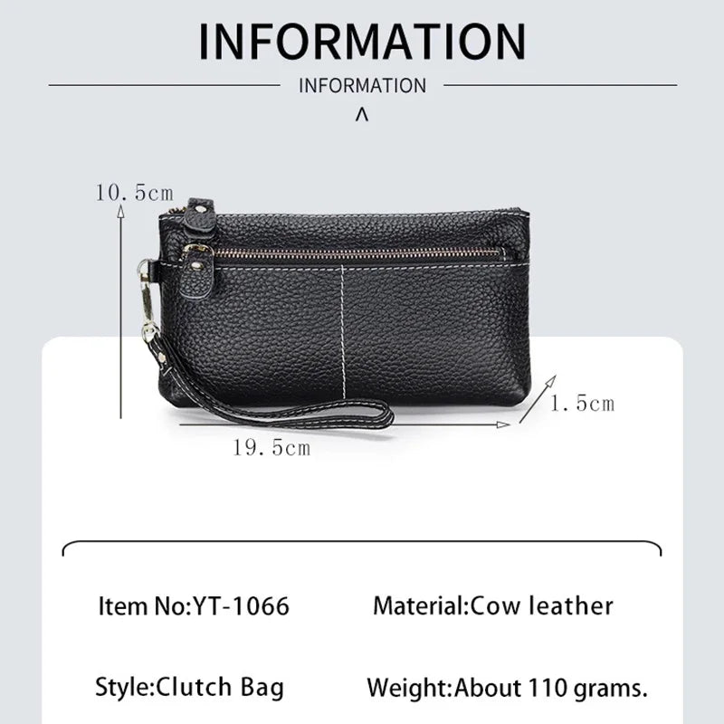 Soft Versatile Day Clutches Genuine Leather Zipper Large Wristlet Women's Clutch Bag Purse Wallet
