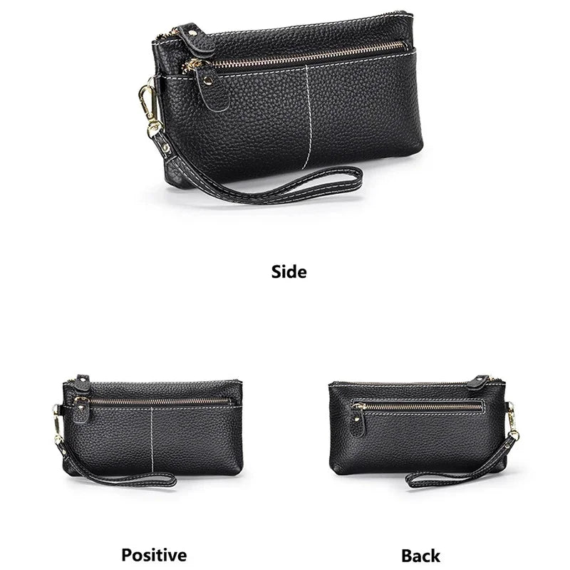 Soft Versatile Day Clutches Genuine Leather Zipper Large Wristlet Women's Clutch Bag Purse Wallet