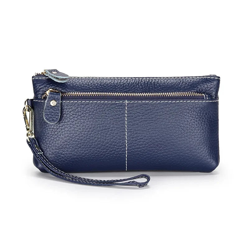Soft Versatile Day Clutches Genuine Leather Zipper Large Wristlet Women's Clutch Bag Purse Wallet
