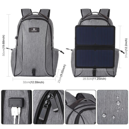 Solar Backpack 14W Solar Panel Powered Backpack USB charging men notebook bags business laptop backpack