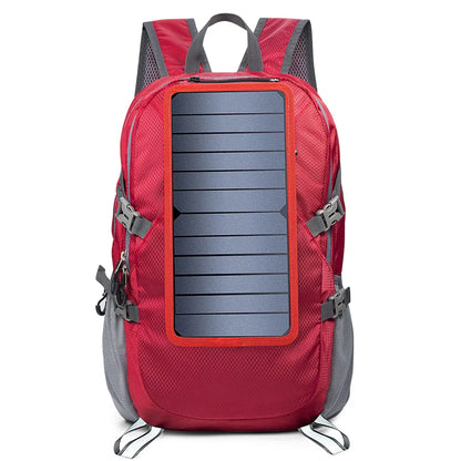 Solar Backpack Foldable Hiking Daypack With 5V Power Supply 6.5W Solar Panel Charge For Cell Phones