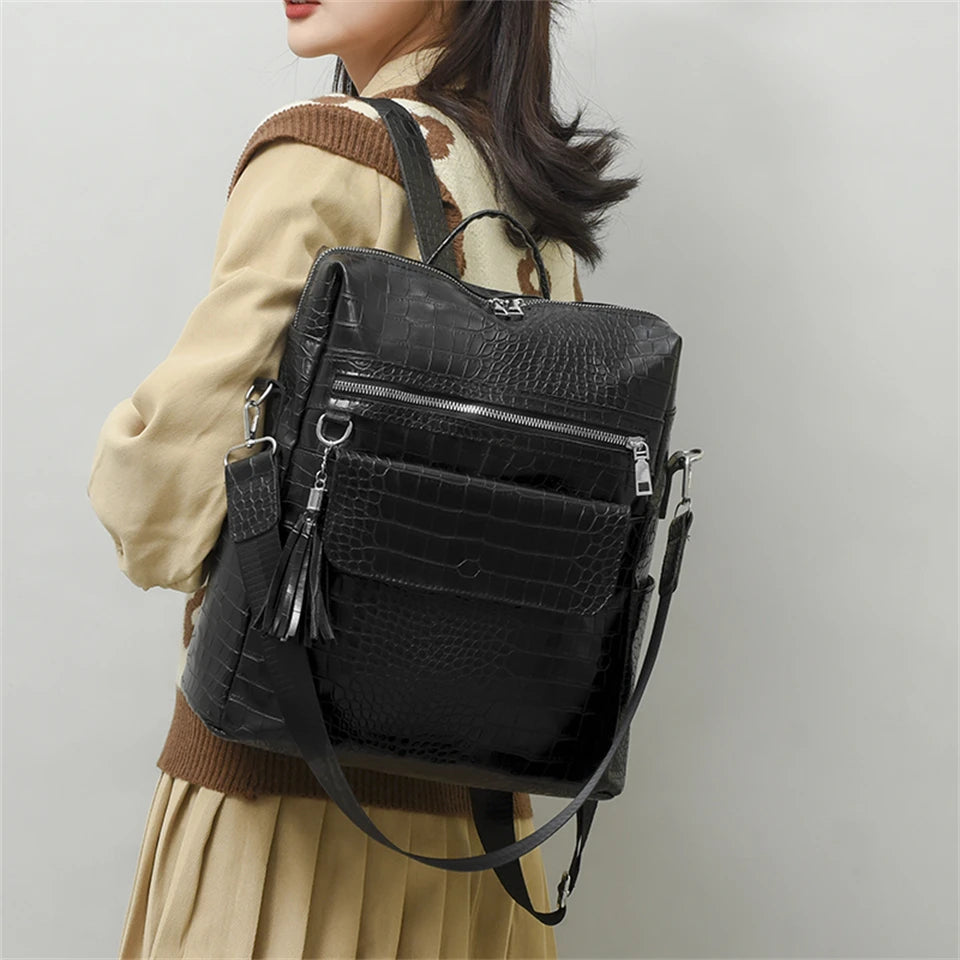 Solid Backpack Large Capacity Shoulder Bags Luxury Designer Travel Bag Soft Leather Large Capacity School Bags for Teenage Girls