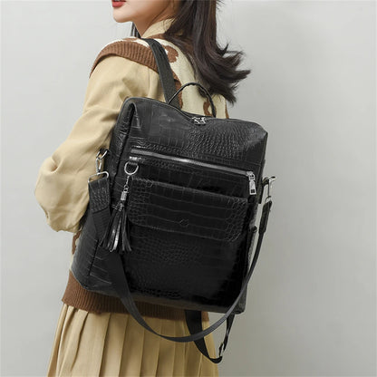 Solid Backpack Large Capacity Shoulder Bags Luxury Designer Travel Bag Soft Leather Large Capacity School Bags for Teenage Girls
