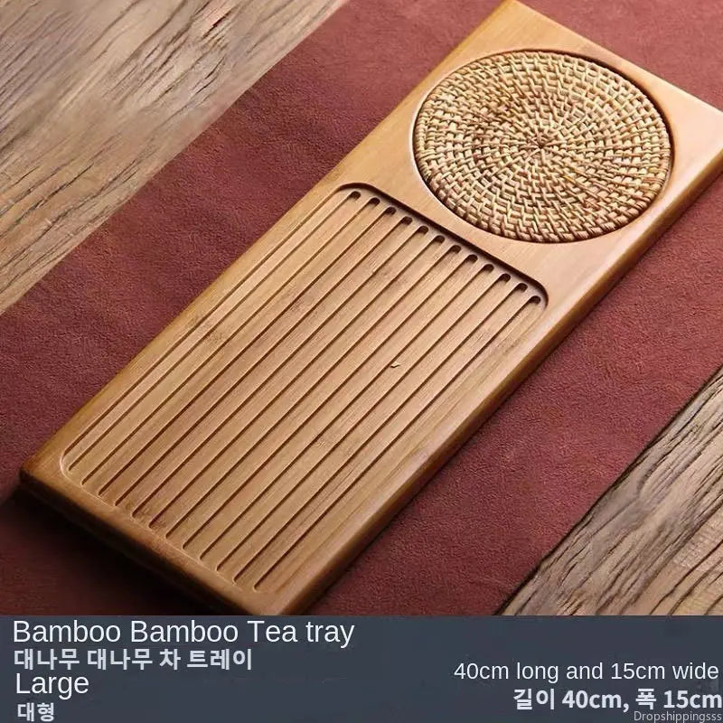 Solid Bamboo Wood Tea Tray Rattan Mat Rectangle Serving Table Plate Storage Dish for Hotel Tea Plate Accessories Saucer