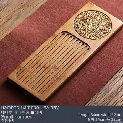 Solid Bamboo Wood Tea Tray Rattan Mat Rectangle Serving Table Plate Storage Dish for Hotel Tea Plate Accessories Saucer