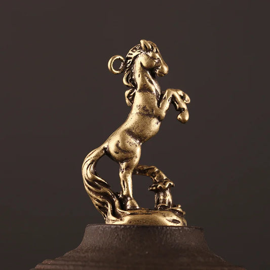 Solid Brass Horse Figurines Miniature Simulation Animal Toy Desk Ornament Antique Copper Crafts Home Decor Feng Shui Statue