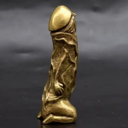 Solid Bronze Copper Statue Hand Carved Penis Love Amulet
