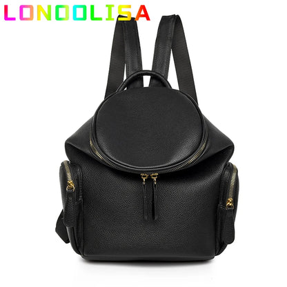 Solid Color Backpacks Purses 2022 PU Leather Female Large Capacity Rucksack Mochilas High Quality Ladies Bookbags for Teen Girls
