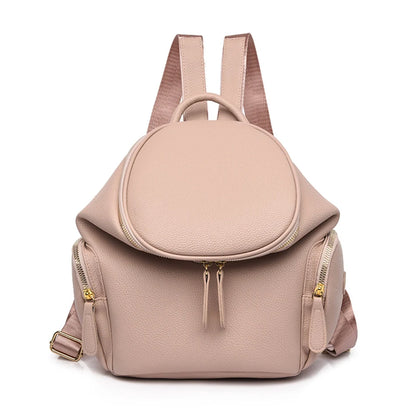 Solid Color Backpacks Purses 2022 PU Leather Female Large Capacity Rucksack Mochilas High Quality Ladies Bookbags for Teen Girls