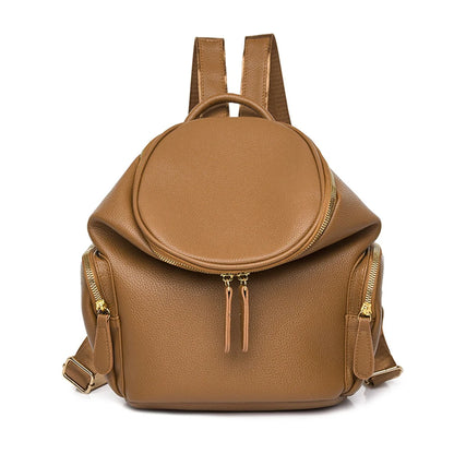 Solid Color Backpacks Purses 2022 PU Leather Female Large Capacity Rucksack Mochilas High Quality Ladies Bookbags for Teen Girls