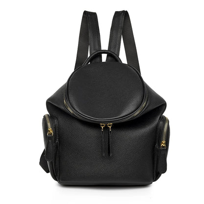 Solid Color Backpacks Purses 2022 PU Leather Female Large Capacity Rucksack Mochilas High Quality Ladies Bookbags for Teen Girls