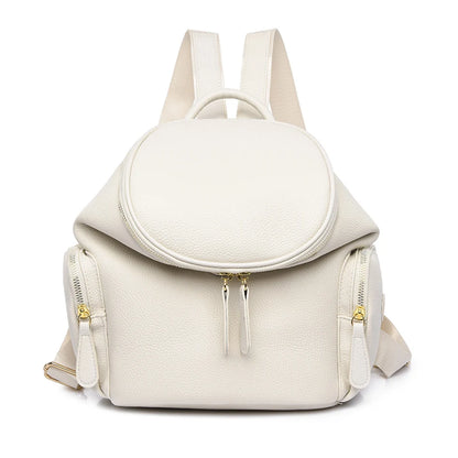 Solid Color Backpacks Purses 2022 PU Leather Female Large Capacity Rucksack Mochilas High Quality Ladies Bookbags for Teen Girls
