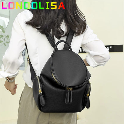Solid Color Backpacks Purses 2022 PU Leather Female Large Capacity Rucksack Mochilas High Quality Ladies Bookbags for Teen Girls