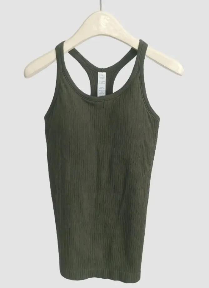 Solid Color Basic Ribbed Tank Top Women Summer Sleeveless Streetwear Soft Tee
