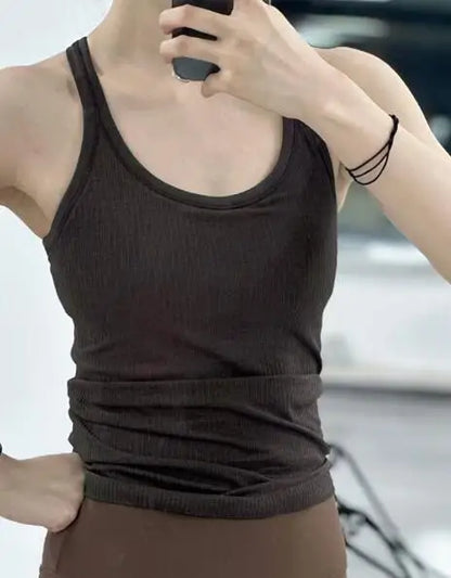 Solid Color Basic Ribbed Tank Top Women Summer Sleeveless Streetwear Soft Tee