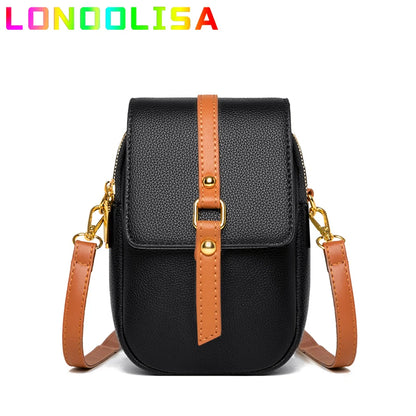 Solid Color Cell Phone Mini Bag Women Pu Leather Shoulder Messenger Small Bags High Quality Ladies Shopper Handbags and Purses