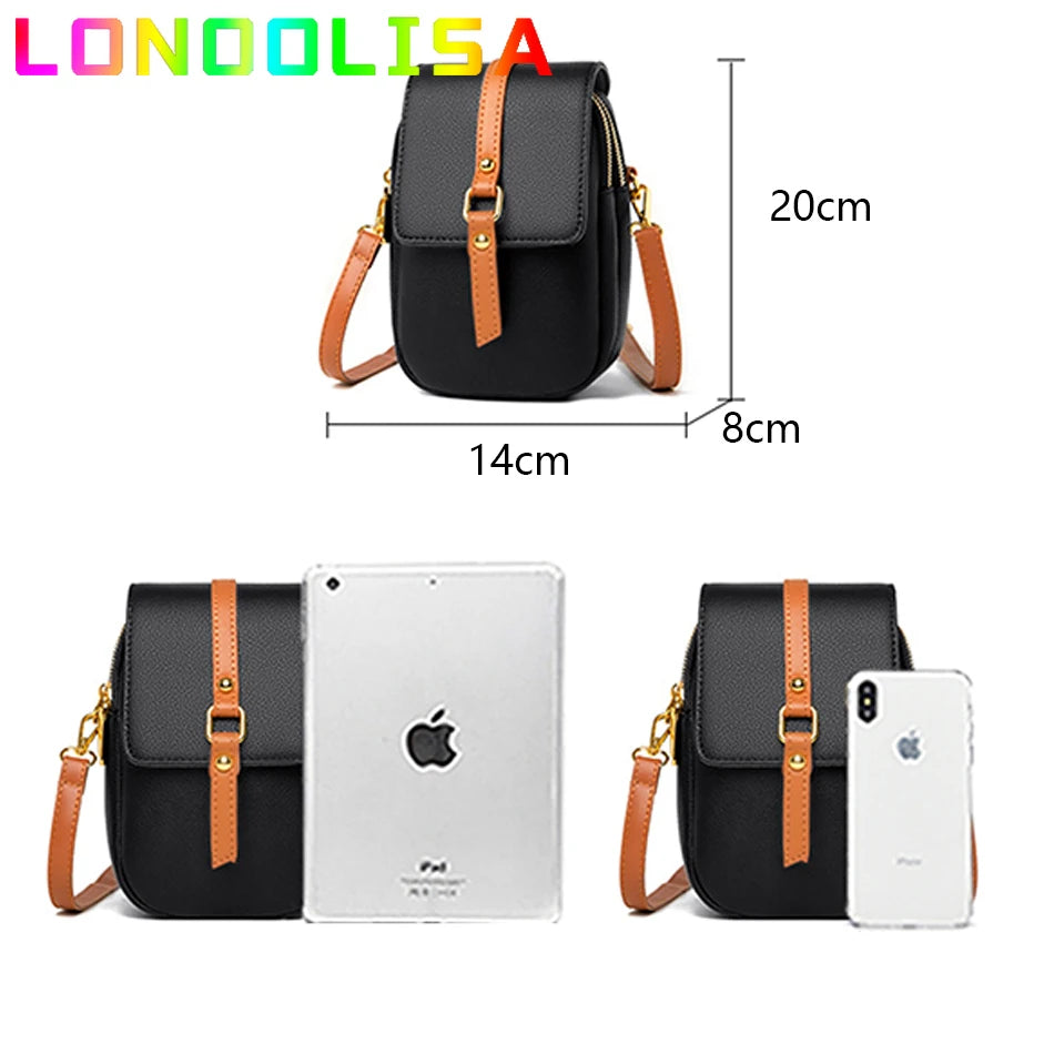 Solid Color Cell Phone Mini Bag Women Pu Leather Shoulder Messenger Small Bags High Quality Ladies Shopper Handbags and Purses