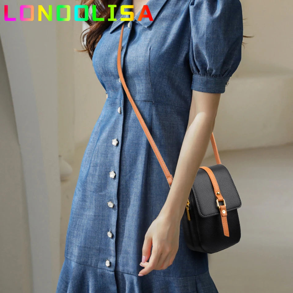 Solid Color Cell Phone Mini Bag Women Pu Leather Shoulder Messenger Small Bags High Quality Ladies Shopper Handbags and Purses