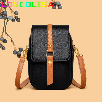Solid Color Cell Phone Mini Bag Women Pu Leather Shoulder Messenger Small Bags High Quality Ladies Shopper Handbags and Purses