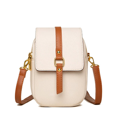 Solid Color Cell Phone Mini Bag Women Pu Leather Shoulder Messenger Small Bags High Quality Ladies Shopper Handbags and Purses