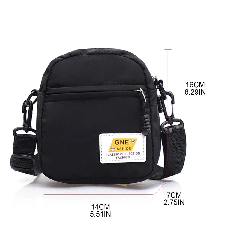 Solid Color Crossbody Purse Nylon Shoulder Bags Casual Satchel Bags with Adjustable Straps Small Messenger Bags