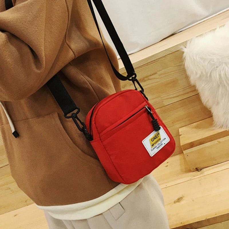 Solid Color Crossbody Purse Nylon Shoulder Bags Casual Satchel Bags with Adjustable Straps Small Messenger Bags