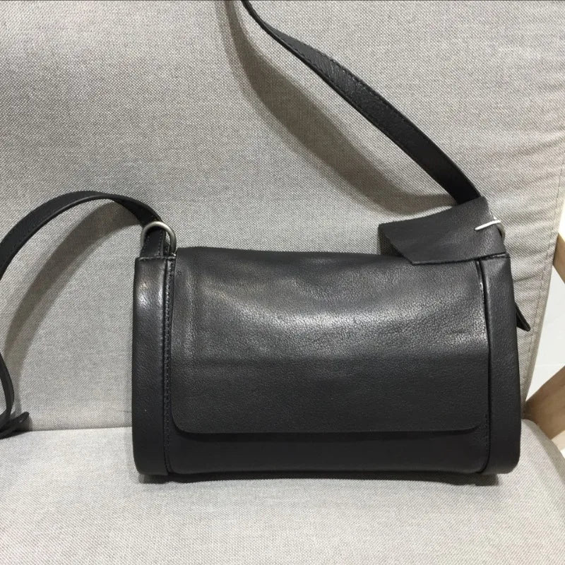 Solid Color Genuine Leather Crossbody Bag All-match Cowhide Single Shoulder Handbags Casual Commuter Versatile Bolsas Mujer