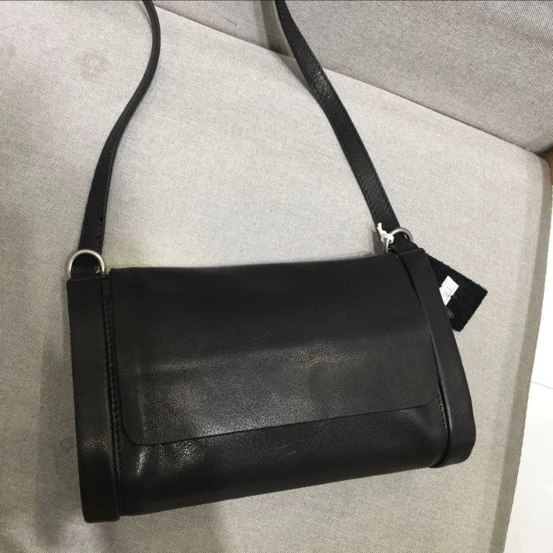 Solid Color Genuine Leather Crossbody Bag All-match Cowhide Single Shoulder Handbags Casual Commuter Versatile Bolsas Mujer