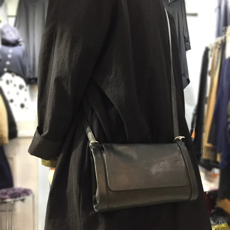 Solid Color Genuine Leather Crossbody Bag All-match Cowhide Single Shoulder Handbags Casual Commuter Versatile Bolsas Mujer