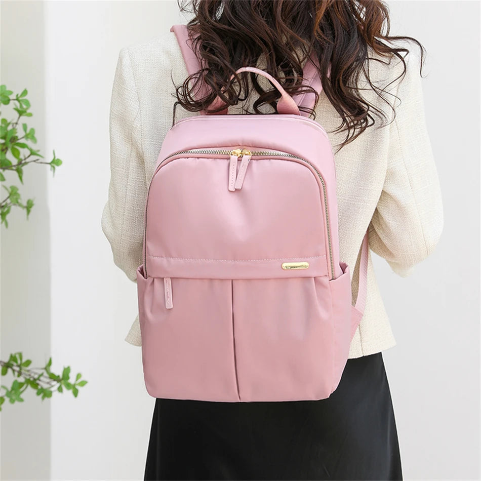 Solid Color Luxury Large Capacity Summer Trend Women Backpack 14 Inch Laptop Bag Pack Travel Student Schoolbag Teen Girl Bookbag