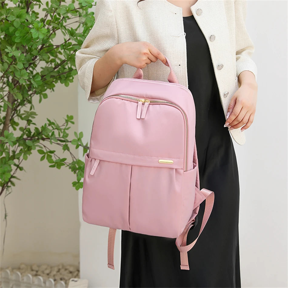 Solid Color Luxury Large Capacity Summer Trend Women Backpack 14 Inch Laptop Bag Pack Travel Student Schoolbag Teen Girl Bookbag