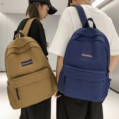 Solid Color Simple Design Woman Man Backpack College School Bag Casual Book Packbags for Teenage Travel Shoulder Bag Rucksack