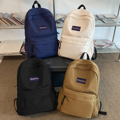 Solid Color Simple Design Woman Man Backpack College School Bag Casual Book Packbags for Teenage Travel Shoulder Bag Rucksack